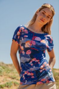Merino tričko s výstřihem do V dámské – tengoku (135 g)
