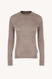 Merino termoprádlo top s dlouhým rukávem a stojáčkem dámské – béžové (180 g)