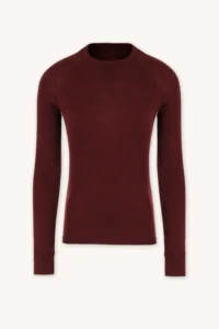 Merino termoprádlo top s dlouhým rukávem a stojáčkem dámské – bordo (180 g)
