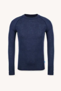 Merino termoprádlo top s dlouhým rukávem a stojáčkem pánské – denim (180 g)
