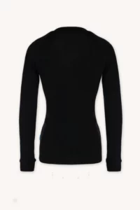 Merino termoprádlo top s dlouhým rukávem a stojáčkem dámské – černé (180 g)