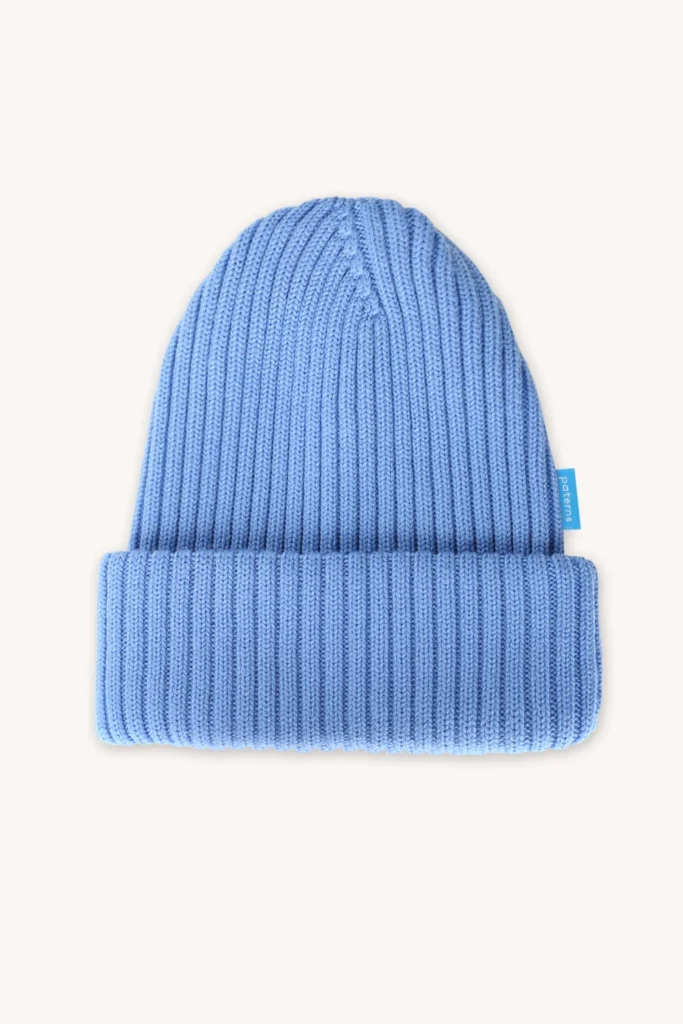 Merino čepice žebrovaná – světle modrá