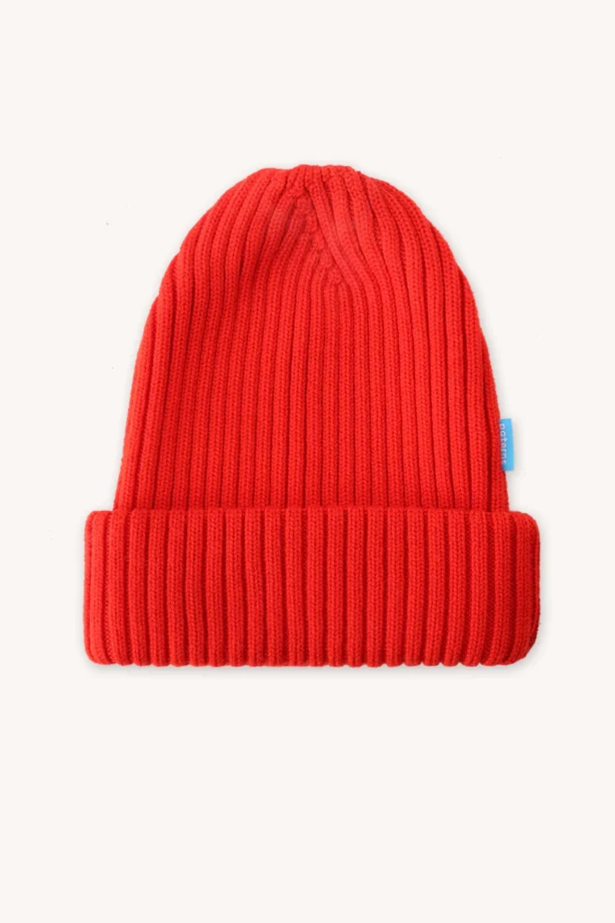 Merino čepice žebrovaná – červená