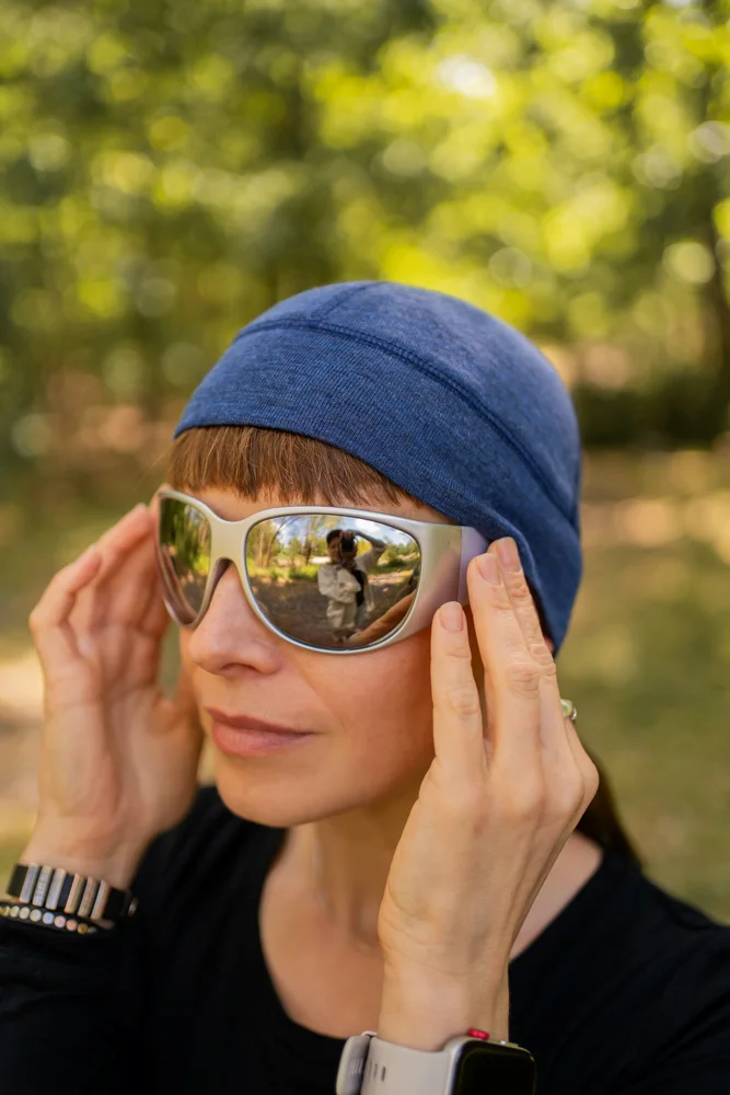 Merino cyklo čepice pod helmu – denim (180 g)