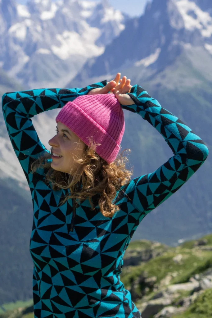 Merino čepice žebrovaná – růžová