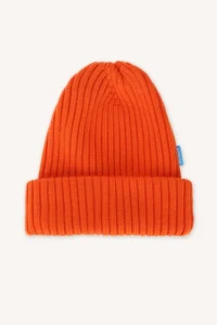 Merino čepice žebrovaná – oranžová