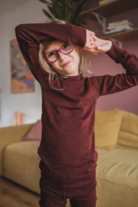 Merino termoprádlo top s dlouhým rukávem dětské – bordo (180 g)