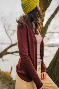 Merino kardigan dámský – bordo (180 g)