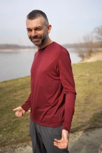 Merino tričko s dlouhým rukávem pánské – bordo (135 g)