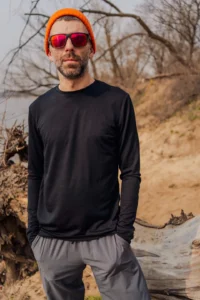 Merino tričko s dlouhým rukávem pánské – černé (135 g)