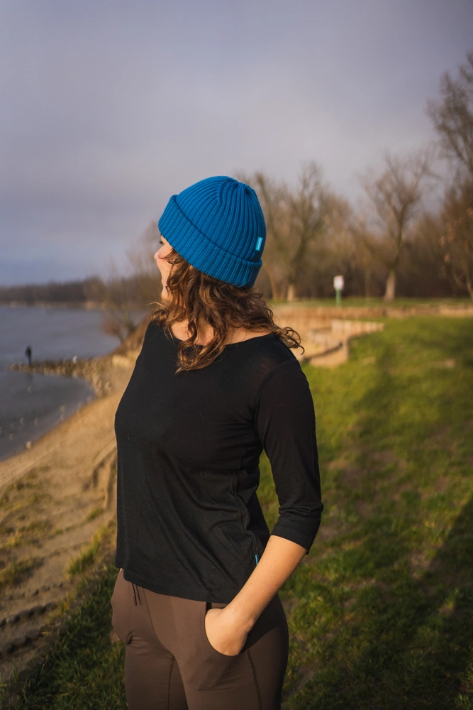 Merino tričko s 3/4 rukávem dámské – černé (135 g)