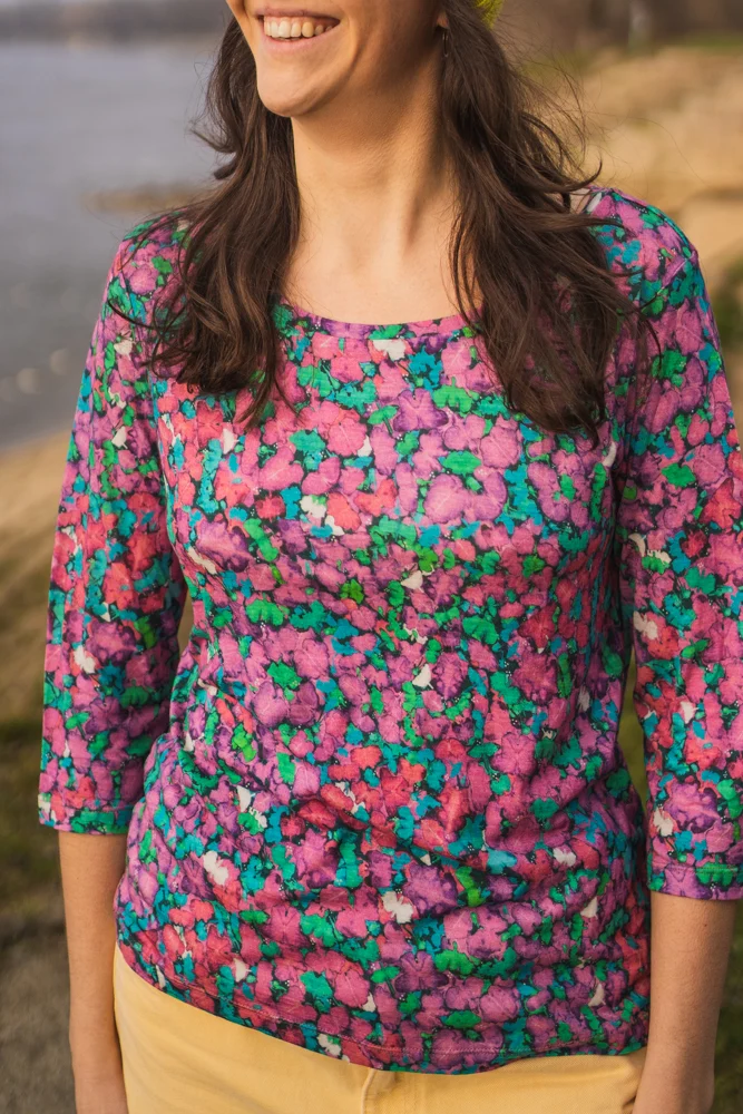 Merino tričko s 3/4 rukávem dámské – pinkpilio (135 g)