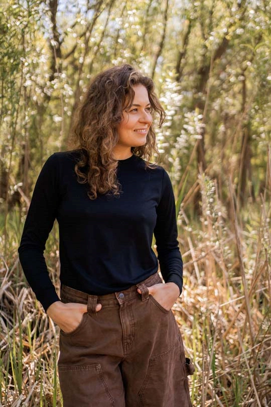 Merino tričko s dlouhým rukávem dámské – černé (135 g)