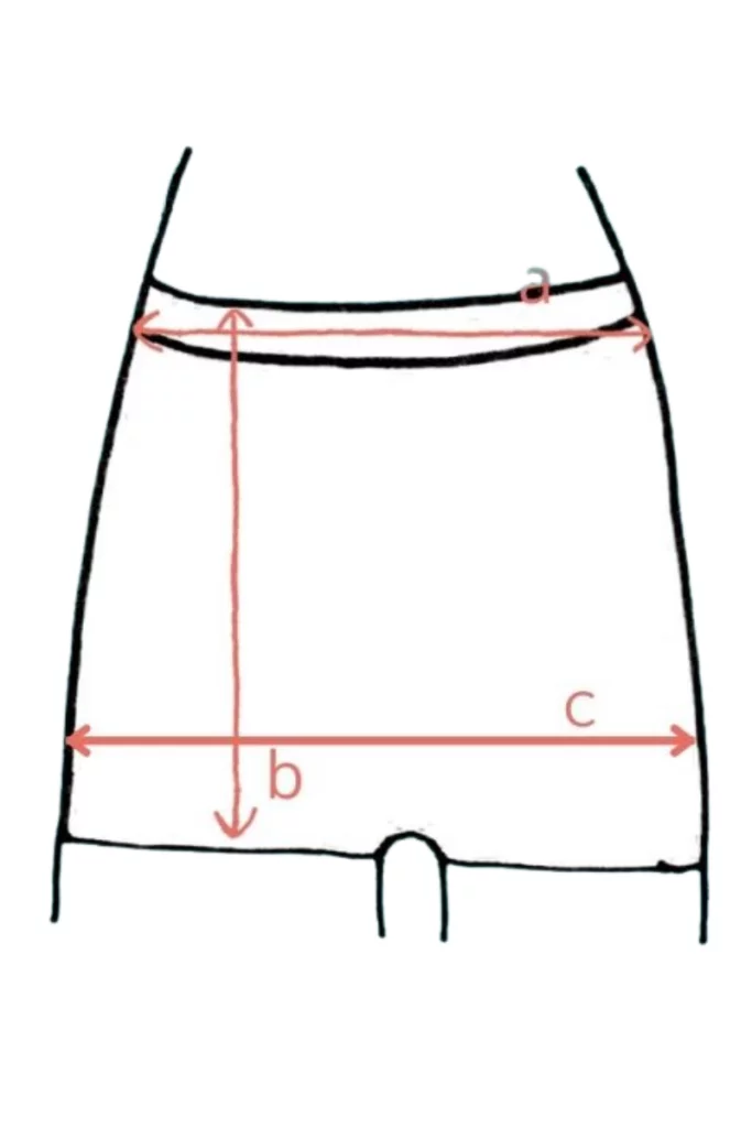 Jednoduchý náčrt boxer kalhotek Merino SKIN dámské - černé (135 g), z wełny merino 100%, s třemi průvodci měřením.