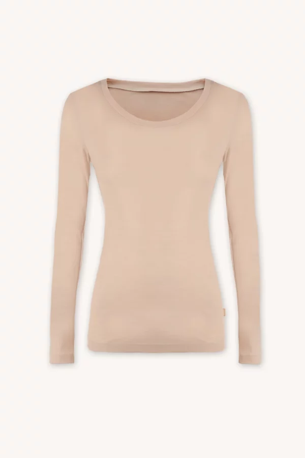 Merino SKIN spodní triko s dlouhým rukávem a výstřihem do U dámské – tělové (135 g)