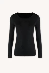 Merino SKIN spodní triko s dlouhým rukávem a výstřihem do U dámské – černé (135 g)