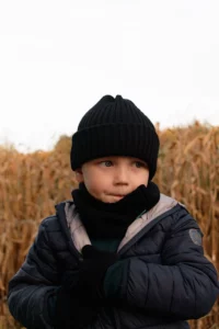 Merino rukavice dvouprsté dětské – černé