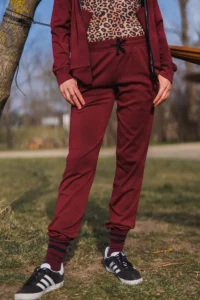 Merino tepláky dámské – bordo (250 g)