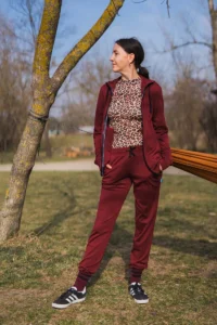 Merino tepláky dámské – bordo (250 g)
