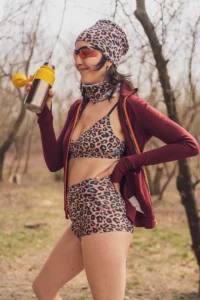 Merino podprsenka zavinovací – leopard (135 g)