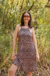 Merino šaty na ramínkách – leopard (135 g)