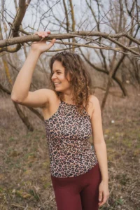 Merino tank top dámský – leopard (135 g)