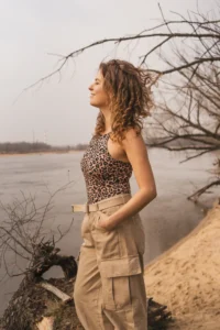 Merino tank top dámský – leopard (135 g)