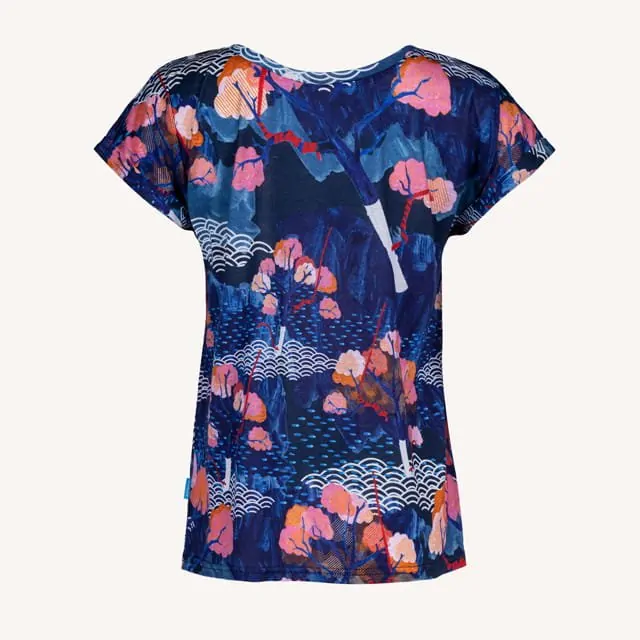 Merino tričko s výstřihem do V dámské – tengoku (135 g)