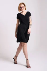 Merino šaty s krátkým rukávem – černé (135 g)
