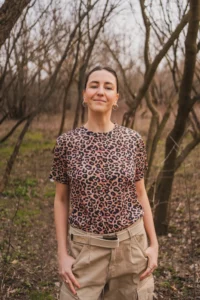Merino tričko s krátkým rukávem dámské – leopard (135 g)