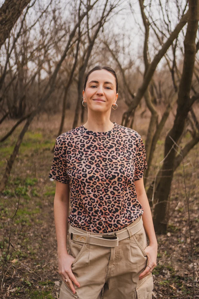 Merino tričko s krátkým rukávem dámské – leopard (135 g)