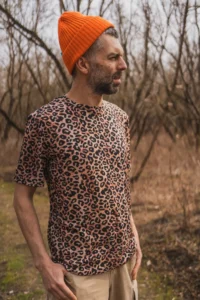 Merino tričko s krátkým rukávem pánské – leopard (135 g)