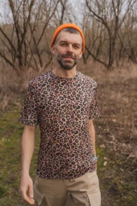 Merino tričko s krátkým rukávem pánské – leopard (135 g)