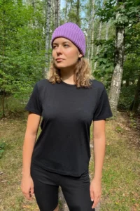 Merino tričko s krátkým rukávem dámské – černá (135 g)