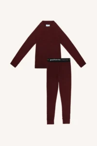 Dětské merino termoprádlo set (tričko + legíny) – bordo (180 g)
