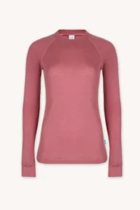 Merino termoprádlo top s dlouhým rukávem a stojáčkem dámské – starorůžová (180 g)