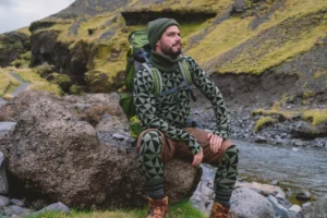 Merino termoprádlo spodky pánské – olivové trojúhelníky (190 g)