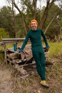 Pánské merino termoprádlo set (tričko + legíny) – zelená (180 g)