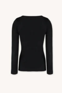 Merino SKIN spodní triko s dlouhým rukávem a výstřihem do V dámské – černé (135 g)