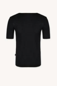 Merino SKIN spodní triko s krátkým rukávem a výstřihem do U pánské – černé (135 g)