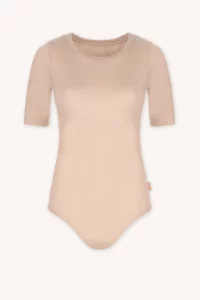 Merino SKIN body s krátkým rukávem s výstřihem do U dámské – tělové (135 g)