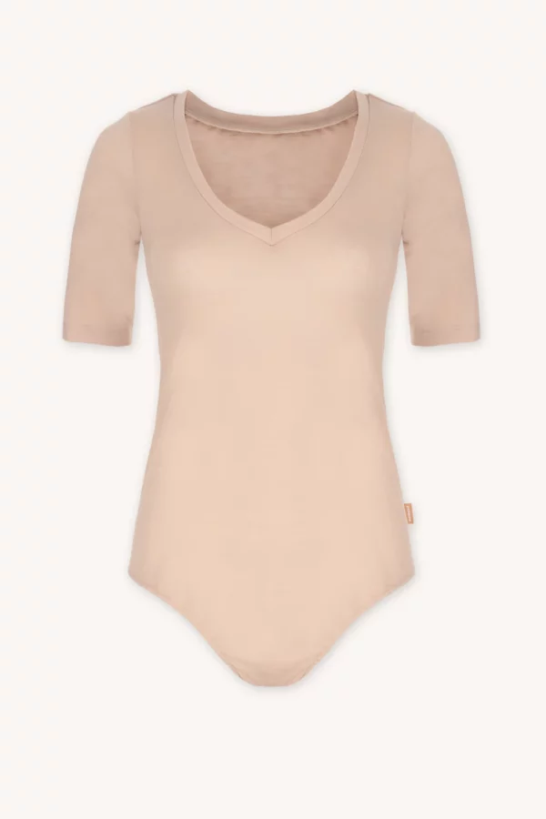 Merino SKIN body s krátkým rukávem s výstřihem do V dámské – tělové (135 g)