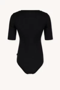 Merino SKIN body s krátkým rukávem s výstřihem do V dámské – černé (135 g)