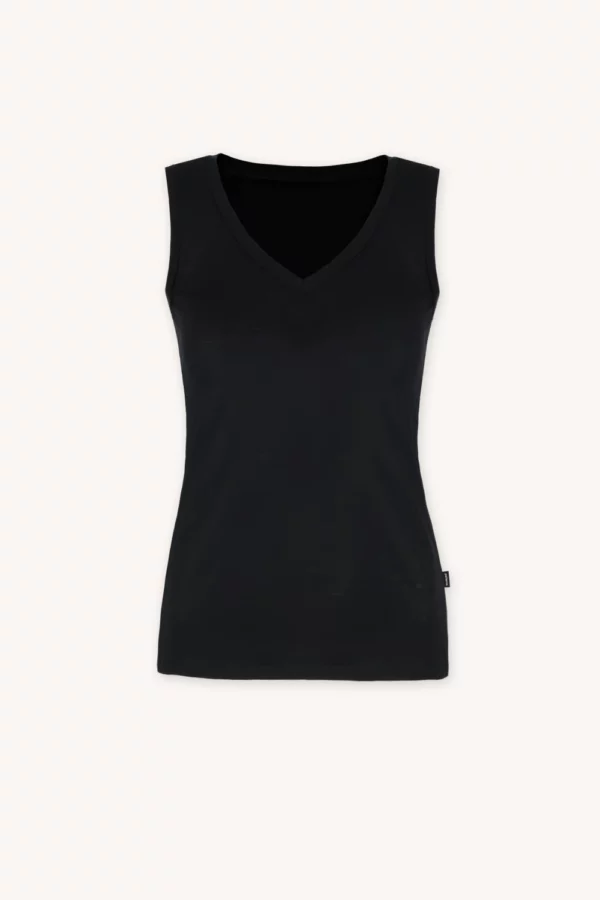 Merino SKIN tílko s výstřihem do V dámské – černá (135 g)