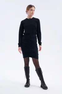 Merino sukně nařasená – černá (135 g)