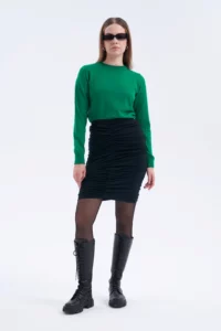 Merino sukně nařasená – černá (135 g)