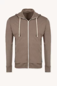 Merino mikina na zip s kapucí pánská – mocha (250 g)