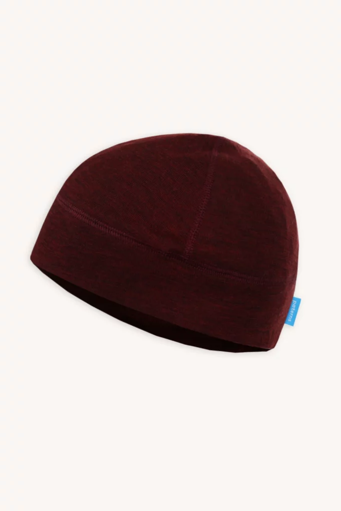Merino cyklo čepice pod helmu – bordo (180 g)