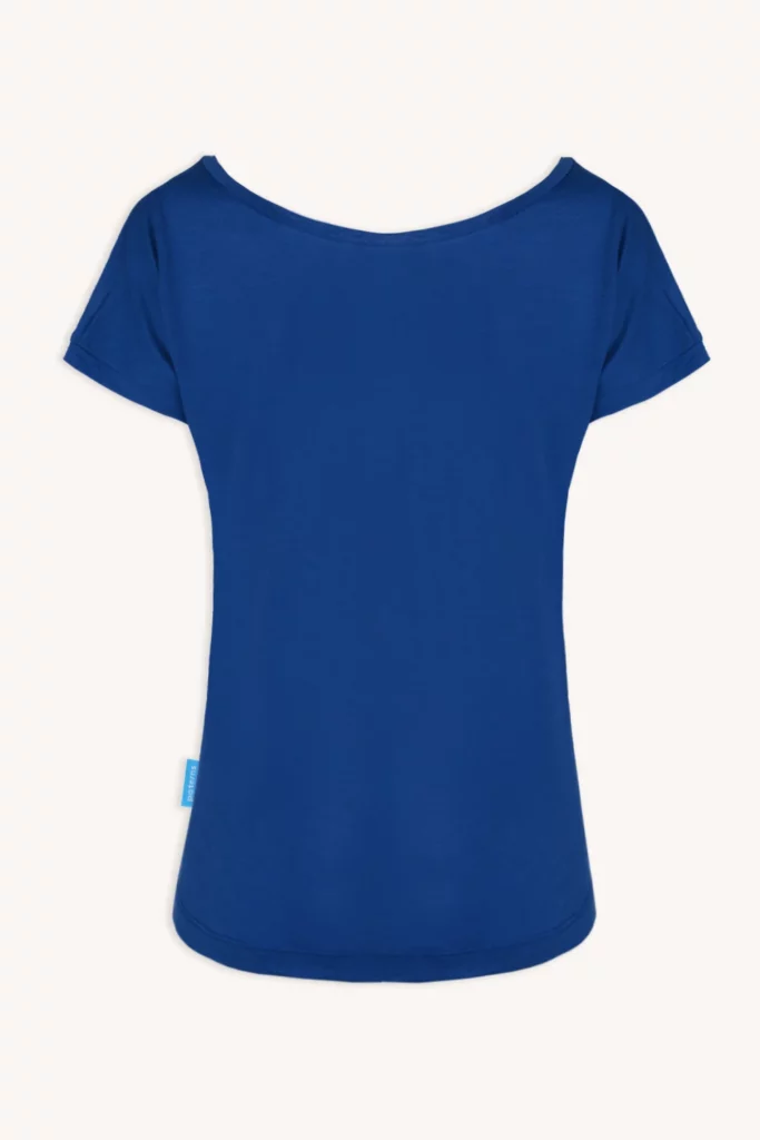 Merino tričko s výstřihem do V dámské – kobaltové (135 g)