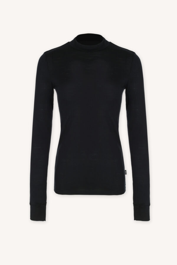 Merino tričko SKIN active s stojáčkem dámské – černá (135 g)